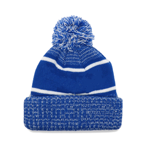Ensemble bonnet et écharpe longs en tricot rayé bleu et blanc avec logo personnalisé Alpha Phi Beta Sorority, bonnet à pompon, pour l'hiver, pour les universités et les collèges - Product Image 3
