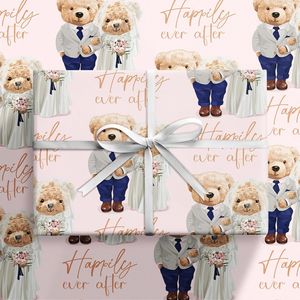 Adorabile Rotolo di Carta da Regalo Mini con Design Orsetto, Carta da Imballaggio Rosa Carina per Coppie con Concetto 'Fino alla Fine dei Tempi' - Product Image 1