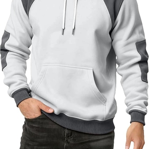 Sweat-shirt à capuche pour homme 100% coton, manches raglan, couleur unie, pull décontracté respirant 370g, coupe ample pour l'hiver - Product Image 6