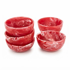 Juego de Tazones para Servir de Resina con Textura de Mármol Hechos a Mano, Diseño Moderno y Ecológico con Patrón de Remolino Rojo y Blanco, Tazón para Ensalada y Frutas para el Hogar - Product Image 1