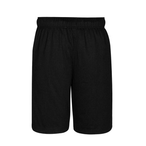 Men's Black Solid Polyester Bermuda Shorts <b>Elastic</b> Waist Pockets Casual Breathable Knitted Mid Rise Short Pants - Product Image 5