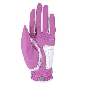 Gants de golf unisexes en cuir personnalisables, rose magenta et blanc, légers, respirants, avec dos en maille, antidérapants, fermeture auto-agrippante - Product Image 2