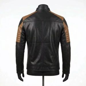 Chaquetas de Cuero para Hombre, Chaquetas de Cuero Genuino Transpirables, Chaqueta de Cuero OEM para Hombre en Diferentes Estilos y Diseños - Product Image 2