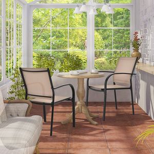 Set of 2 Armrest Dining <b>Chairs</b> for <b>Garden</b> Deck Patio Furniture <b>Stackable</b> for Outdoor Dining - Product Image 3