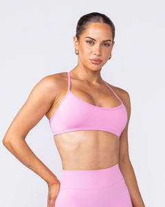 Sujetador Deportivo de Yoga sin Costuras para Mujer, Color Sólido, Escote Redondo, Soporte Medio, Color Rosa - Product Image 6
