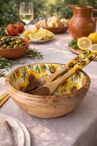 Bol de service en bois floral artisanal non traité pour les fêtes, vaisselle de cuisine par HANDICRAFTS ZONE - Product Image 5