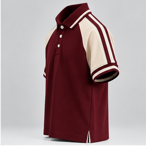 Camiseta de Manga Corta para Hombre, Cuello con Botones en Color de Contraste, Tejido de Punto Transpirable, Logotipo Frontal, Estilo Casual - Product Image 3