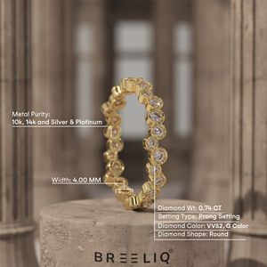 แหวนเพชรทรงกลม 14K ทองคำแท้ ฝังเพชรแล็บโกรว์ ดีไซน์แบบ Eternity วงเต็ม หรูหรา ทันสมัย สำหรับผู้หญิง - Product Image 2