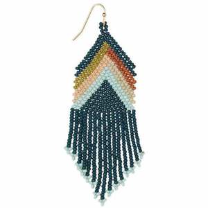 Pendientes Largos de Flecos con Cuentas Coloridas Hechos a Mano para Mujer, con Cuentas Personalizables, Accesorio de Moda - Product Image 1