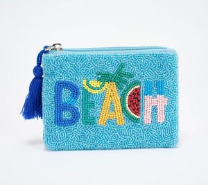 Pochette à monnaie carrée personnalisée en coton brodé de perles de rocaille, avec fermeture éclair, couleurs assorties, pour voyage décontracté, cadeau promotionnel - Product Image 3