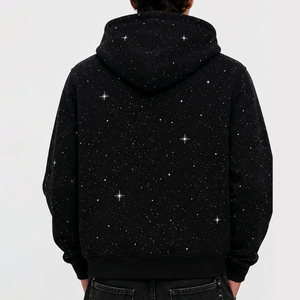 เสื้อฮู้ดดี้ผ้าฟลีซคอตตอน 100% สไตล์วินเทจแบบสั่งทำพิเศษ ปักลายเทรนดี้ พิมพ์ลายดิจิทัลทั่วตัว ประดับดาวคริสตัล  สำหรับทุกเพศ - Product Image 4
