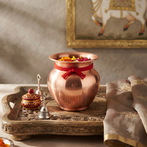 Pot en cuivre Kalash, récipient traditionnel indien pour la Pooja, décoration de temple à domicile, cérémonie de mariage, rituel spirituel, cadeau - Product Image 3