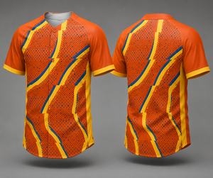 Camiseta de Béisbol Unisex con Cuello en V, Manga Corta, Estampado Geométrico, Transferencia Térmica, Bordado 3D, Antibacteriana, Secado Rápido, Transpirable, 100% - Product Image 1