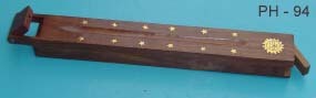 Brûleur d'encens en pierre tombale en bois et boîte de rangement Bâton d'encens artisanal et porte-cône avec rangement caché - Product Image 2