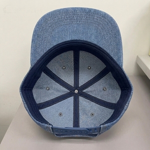 Gorra de Béisbol Personalizada OEM de 6 Paneles, de Mezclilla de Algodón, con Visera Plana, Estructurada, sin Estampado, Etiqueta Privada, Gorras al por Mayor - Product Image 4