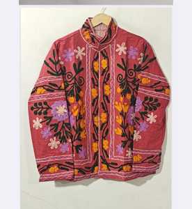 Chaqueta Bordada Suzani de Algodón Hecha a Mano para Mujer, Ropa Bohemia para Festivales, Prendas de Exterior Artesanales de Boutique, Venta al Por Mayor - Product Image 4