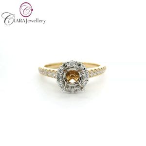 Lujo 18K AU750 Oro blanco Forma de Halo Anillo Montaje 5,5mm Diamante natural 0,50-0.75ct Ajuste central Anillo DE BODA clásico Fiesta - Product Image 4