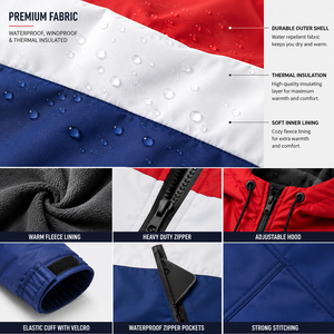Chaqueta Parka Larga Personalizada con la Bandera de Holanda, Impermeable, Cortavientos, con Capucha y Forro Polar, para Cambiarse en la Playa, Natación y Surf - Product Image 5