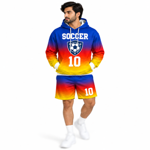 Custom All Over Sublimated Hoodie And Shorts <b>Set</b> Men's Oversized Football Wear Tracksuit Sportswear Matching Joggers Wholesale - Product Image 3