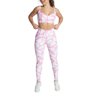 High Waist Custom Design Print Yoga Leggings Full Length Four-Way Stretch Spandex Polyester Women's Fitness <b>Pants</b> - Product Image 3