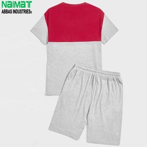 NAIMAT เสื้อยืดออกกำลังกายผู้ชายแบบถักสีตัดต่อสีเทาเหลืองคอกลมแขนสั้นเสื้อเชิ้ตแขนสั้นกางเกงขาสั้นมีเชือกผูกระบายอากาศได้ดีสำหรับฤดูร้อน - Product Image 6