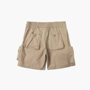 Men's Cargo Shorts Solid Color Mid Waist Drawstring Closure Canvas Material Casual Style Breathable Pocket Design - Product Image 4