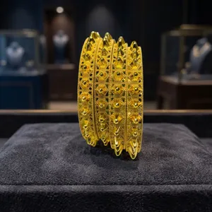 Hot Sale New Gold Plated 4pcs <b>Bangles</b> with Zircon Classic Style Women's Fashion Jewelry for Gift - Product Image 4
