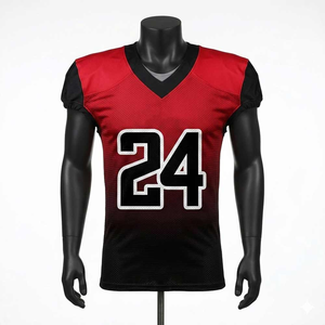 Camiseta de Baloncesto para Hombre, Roja y Negra con Degradado, Número 24, Sublimada, de Malla Transpirable, Manga Corta, Cuello Redondo, Números de Equipo - Product Image 1