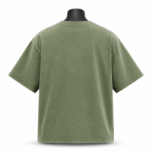 T-shirt vintage délavé pour homme, style streetwear, broderie, coton épais, coupe ample, décontracté - Product Image 2