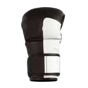 Gants d'entraînement de boxe en cuir, demi-doigts, fermeture Velcro, noir et blanc, pour adultes, arts martiaux - Product Image 2