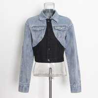 Nouveau costume en jean court à taille haute et coupe droite pour femme, vente en gros