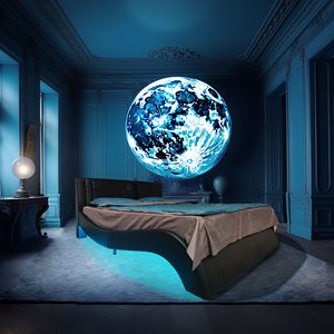 Queen Size in ecopelle piattaforma telaio del letto illuminazione a LED Bluetooth controllo musica schienale vibrazione massaggio legno stecca supporto - Product Image 2