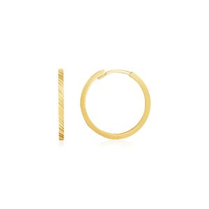 Orecchini a Cerchio in Oro Giallo 14k con Finitura Diamantata, Gioielli alla Moda per Piercing - Product Image 1