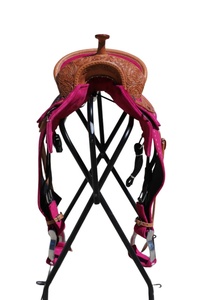 Hot Pink Horse Leather Tooled Western Show Barrel Racing Horse Saddle Portable Horse Riding Saddle Multicolor Listo para enviar - Product Image 3