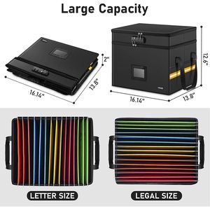Upgraded 2-Layer Water-Resistant Portable Collapsible Storage Cabinet Fireproof Document <b>File</b> <b>Box</b> Lock for <b>File</b> Folders - Product Image 6