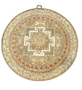 Mandala en cuivre fait à la main de haute qualité artisanat du népal Statue de bouddha Sculpture tibétaine artisanat en métal