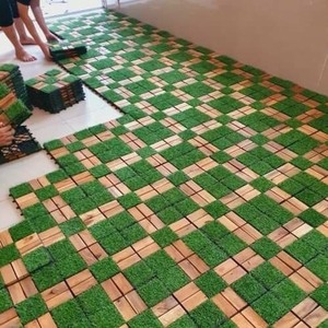 FG-VCG-AA anti-dérapant intérieur/extérieur bois d'acacia mélange d'herbe carrelage de sol balcon jardin passerelle chambre décor chaleur antibactérien - Product Image 6