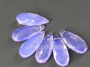 Piedra facetada de cuarzo azul lavanda hecho a mano, forma de lágrima, 20x8 mm, para pendientes, cuentas sueltas de cristal, certificado por terceros, MOQ de 50 piezas - Product Image 2
