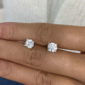 Classic Round Brilliant Cut Lab Grown Diamond Stud <b>Earrings</b> IGI Certified 2ct 4 Prong 10K 14K 18K Gold Women <b>Fine</b> <b>Earring</b> Studs - Product Image 3
