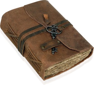 Carnet en cuir unisexe avec papier à bords frangés et reliure cousue, édition cadeau, 180 g/m², livre de runes vierge - Product Image 2