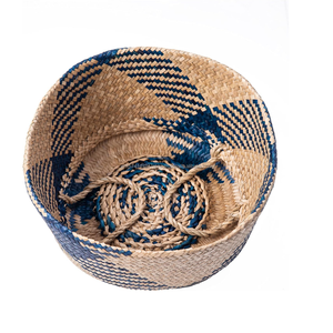 Foldable Natural Belly <b>Basket</b> For Laundry And Plants Handmade <b>Seagrass</b> Organizer With Handles Eco Friendly Rustic Home <b>Storage</b> - Product Image 4