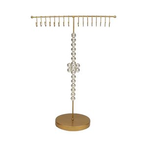 Golden Necklace <b>Display</b> Stand with Rotatable Base for <b>Jewelry</b> Organization Modern Round Design for Pearls and Chains - Product Image 4
