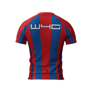 Camiseta de Compresión de Manga Corta para Hombre, con Rayas Rojas y Azules, de Secado Rápido, Cuello Redondo, Estampado por Sublimación, Corte Regular, para Gimnasio, Protección UV - Product Image 2