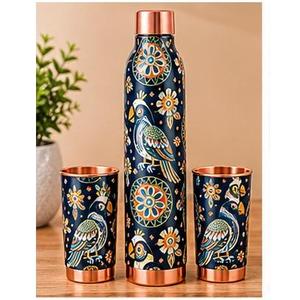 Juego de Botella y Taza de Agua de Cobre con Diseño Floral y Tapas, Vajilla Portátil para Regalos Empresariales - Product Image 4