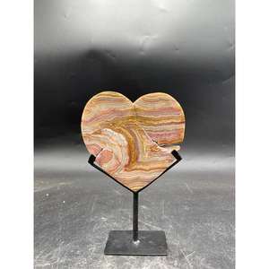 หินอาเกตเรดครีซเลซธรรมชาติ รูปหัวใจ 12 ซม. หัวใจนิรันดร์ พร้อมฐาน ลายเส้นไฟ คริสตัลตกแต่ง - Product Image 4