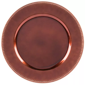 Assiettes de présentation rondes en bois pour mariages et événements, Assiettes de présentation rondes en cuivre pour mariages - Product Image 1