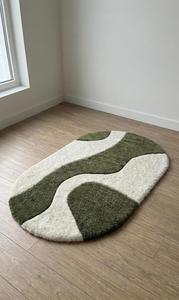 Tapis moderne en laine tuftée à la main, antidérapant, abstrait, ondulé, à poils longs, doux et moelleux, géométrique, pour salon, chambre, chambre d'enfant, décoration intérieure - Product Image 4