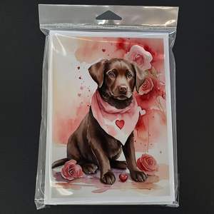 Lunatique A7 Taille 5x7 Cartes Vierge Pack 8 Chocolat Labrador Retriever Valentine Roses Cartes De Voeux avec Enveloppes - Product Image 3