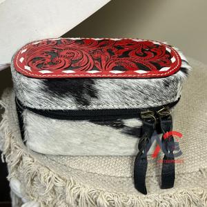 Luxury Tooled Fur Cowhide Genuine Leather <b>Mini</b> Travel Portable Jewelry Case Earrings <b>Lipstick</b> Ring Jewelry Storage Box for Women - Product Image 1