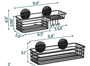 OEM/ODM 2 Pack Stainless Steel Shower Caddy Shelf No Drill Bathroom Organizer Storage Rack with Hooks <b>Soap</b> <b>Holder</b> - Product Image 2